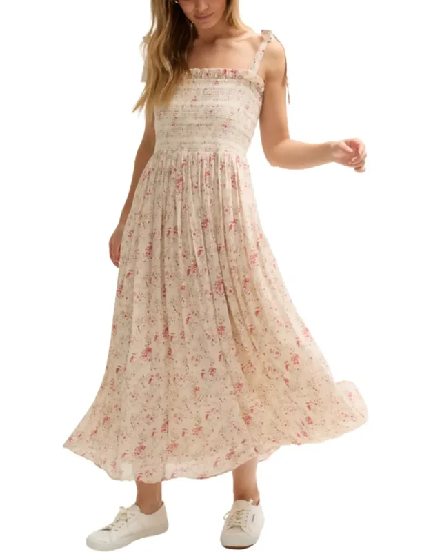 Annie Smocked Print Maxi Dress