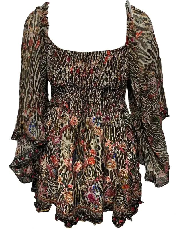 Shirred Bodice Mini Dress