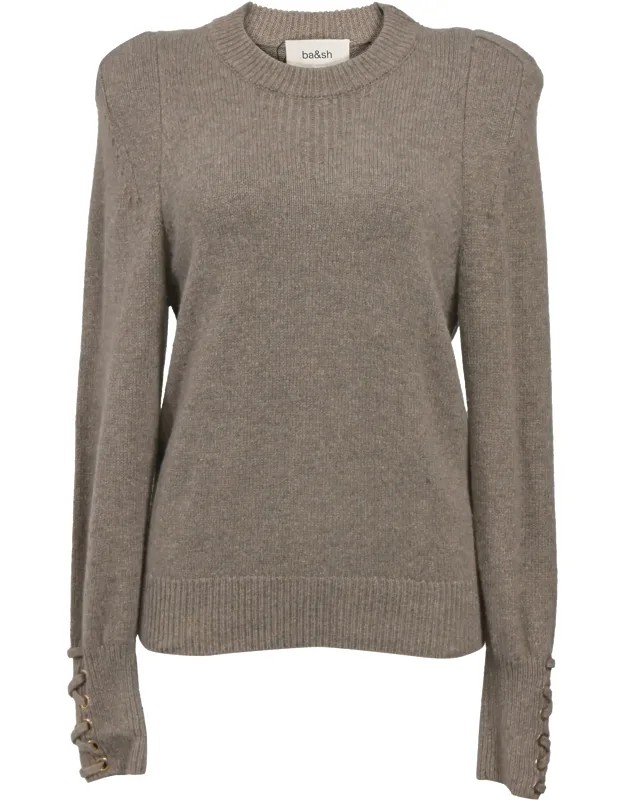 Keane Crew Neck Knitted Sweater With Decorative Cuffs