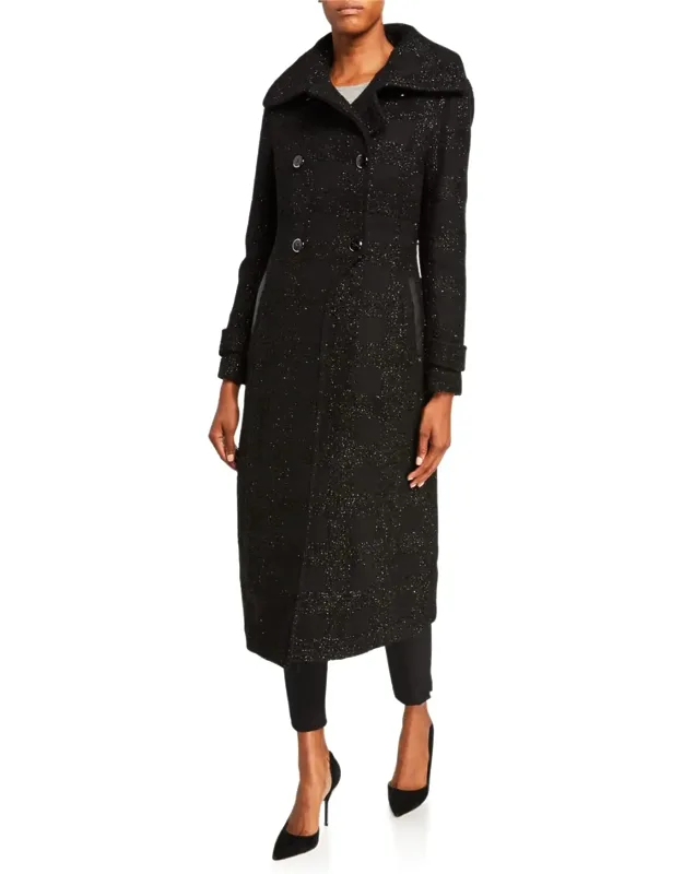 Elodie Double-breasted Sparkly Long Coat