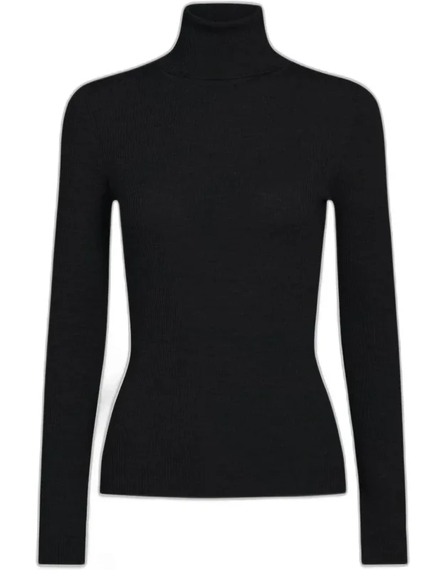 Rib-knit Wool Turtleneck