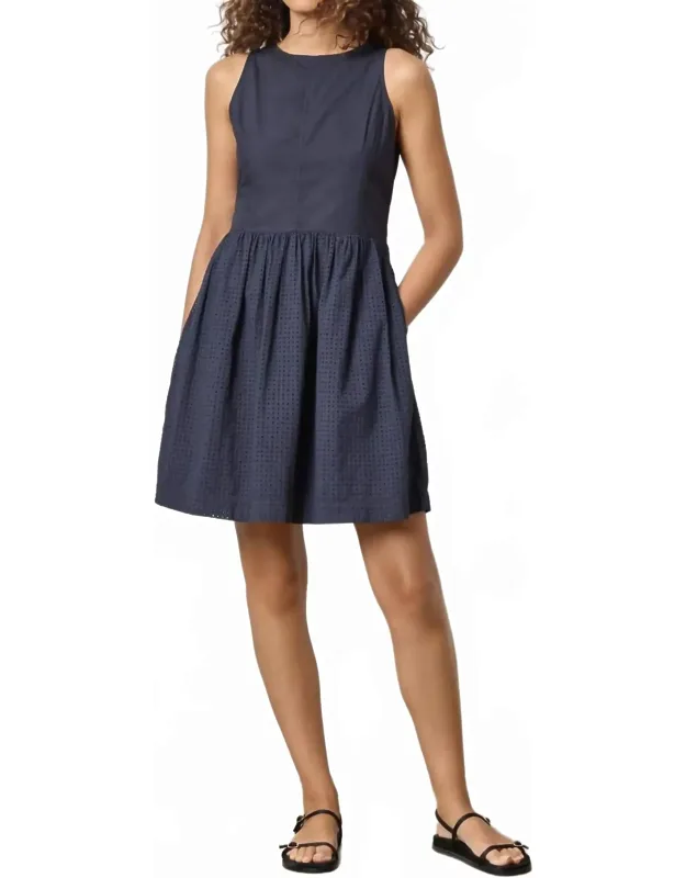 Eyelet High Neck Mini Dress
