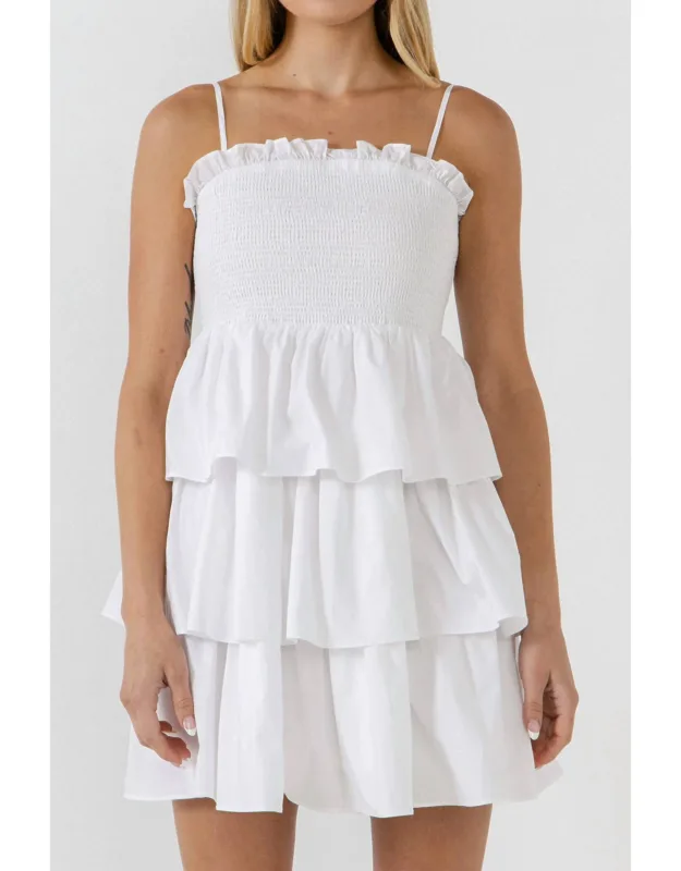 Smocked Tiered Mini Dress