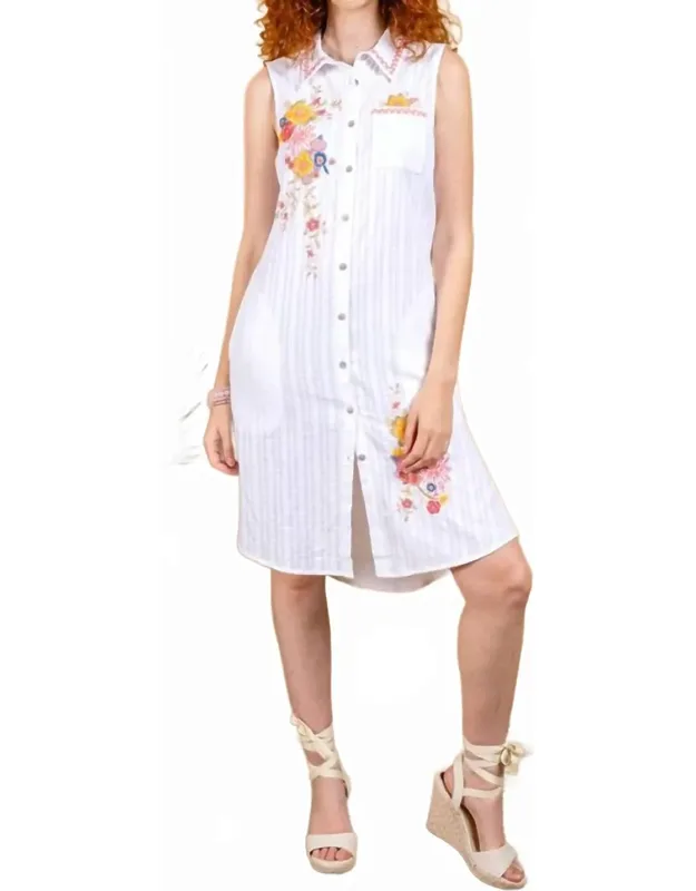 Dobby Embroidered Sleeveless Dress