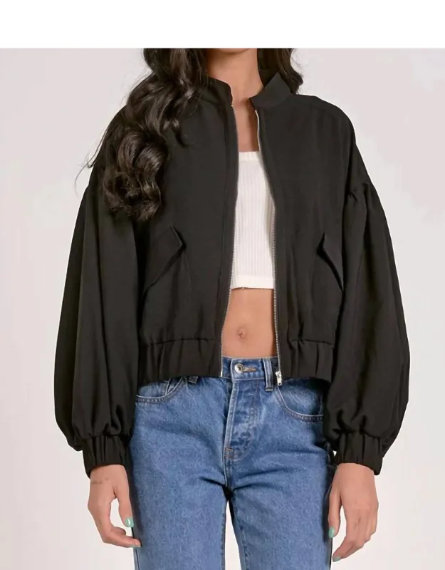 Balloon Sleeve Bomber Jacket