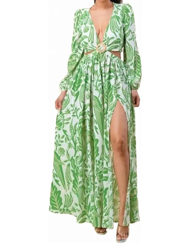 Chiffon O Ring Detail Floral Dress
