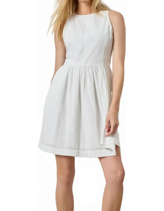 Eyelet High Neck Mini Dress