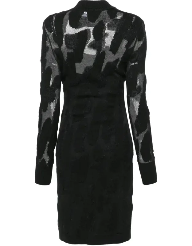 3d-knit Semi-sheer Midi Dress
