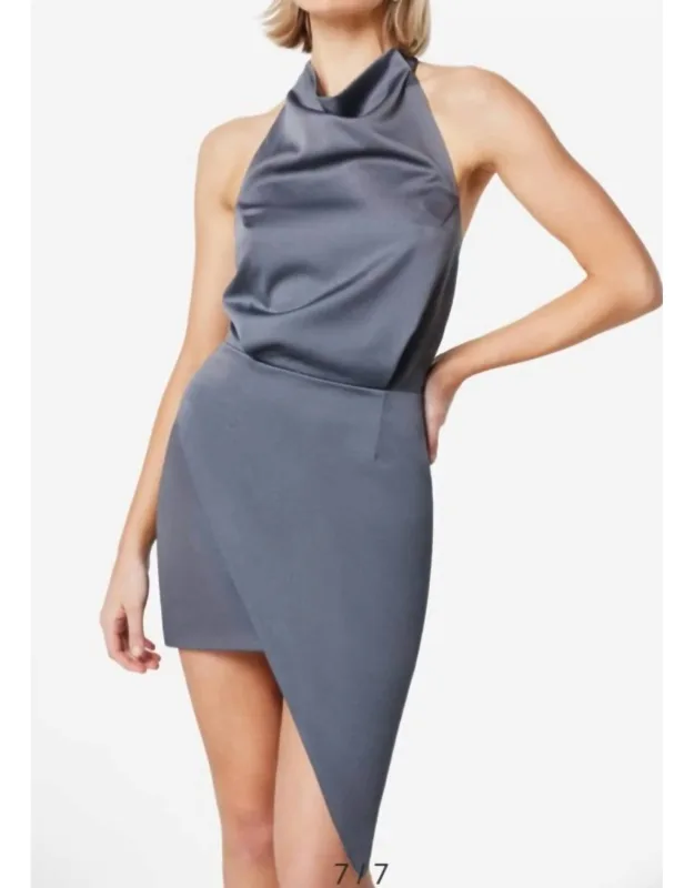 Asymmetric Satin Cocktail Dress