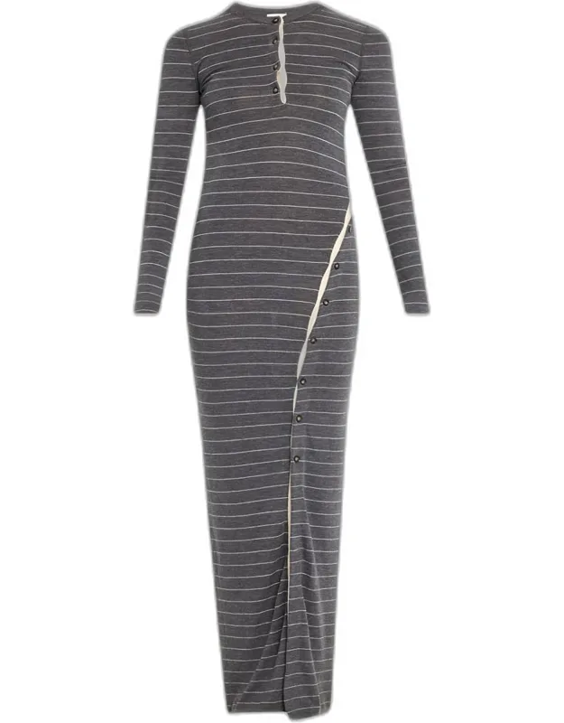 Dakoa Buttoned Fine Merino Maxi Dress
