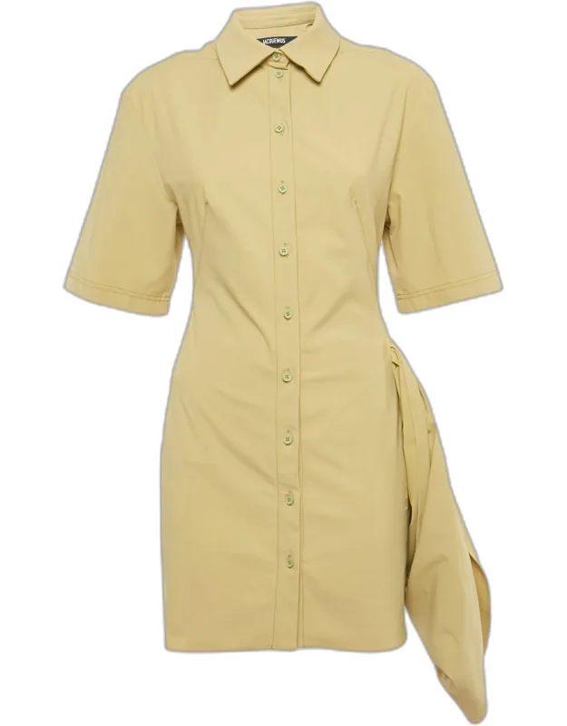 Cotton Blend Draped Shirt Dress