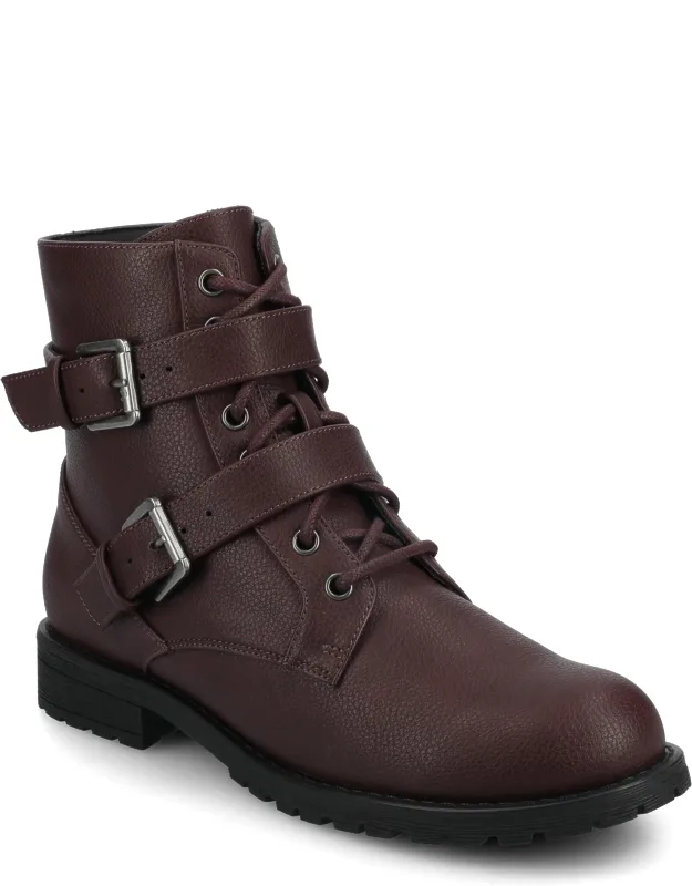 Juliah Buckle Detail Lace-up Ankle Boots