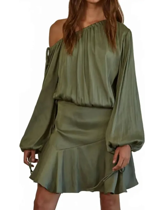 Satin Off The Shoulder Mini Dress