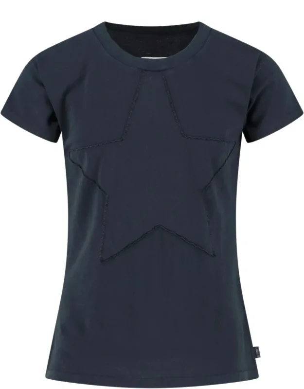T-shirt With Tonal Star Embroidery And Side Logo Patch