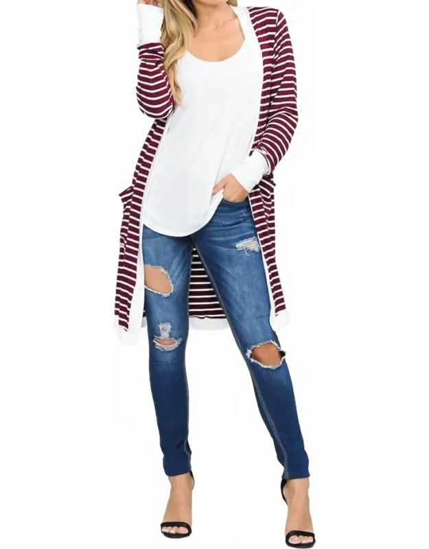 Stripe Midi Open Cardigan