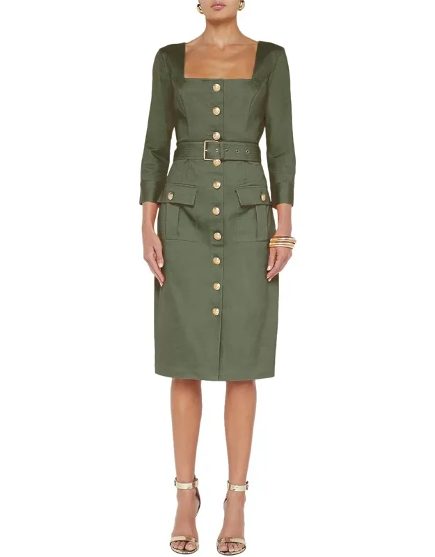 Bordeaux 3/4 Sleeve Midi Dress