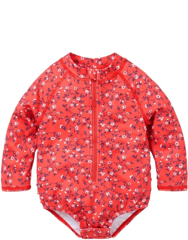 Recycled Ditsy Floral Rashguard Swimsuit