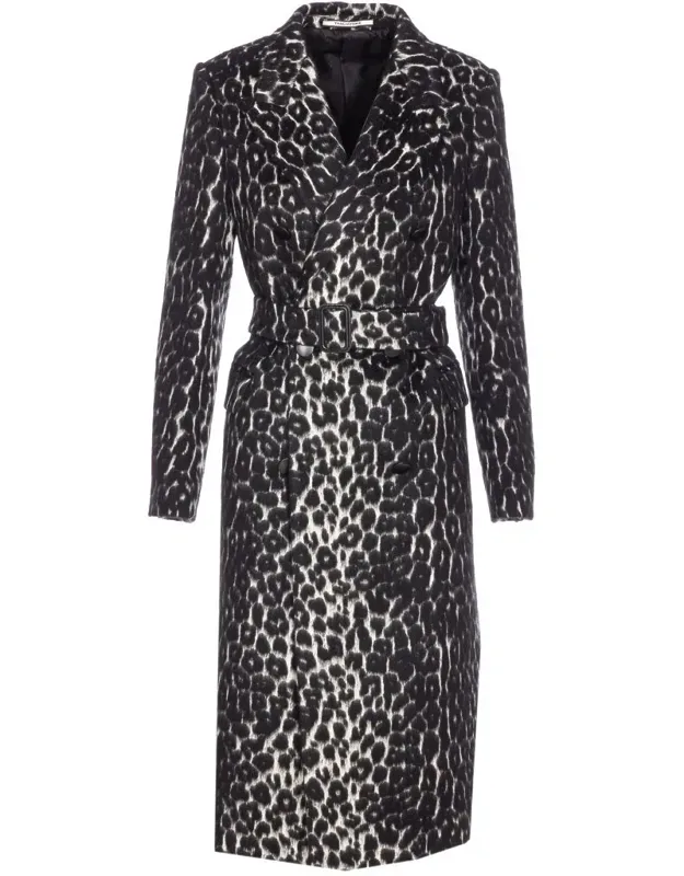 Tagliatore Coat With Belt On Waist And Leopard Print
