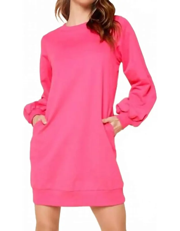 Balloon Sleeve Sweatshirt Mini Dress