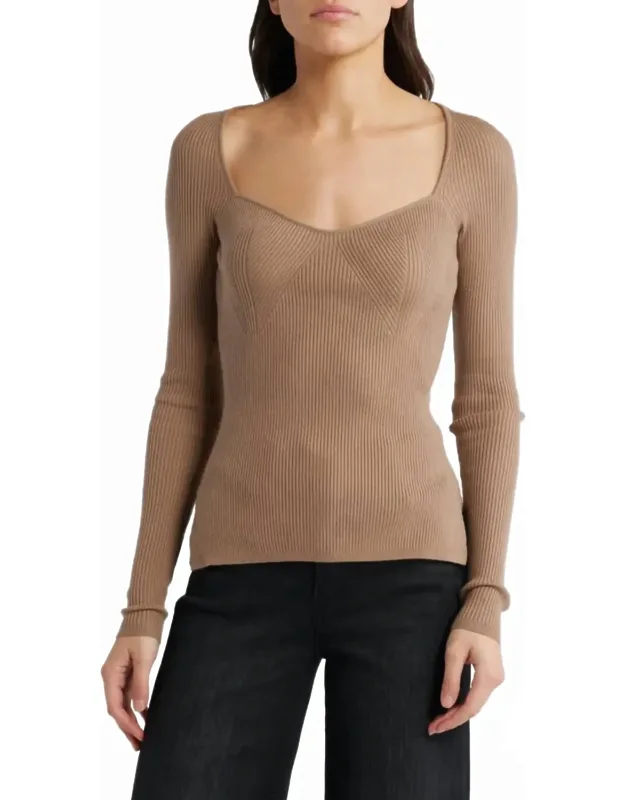 Sweetheart Neck Rib Sweater