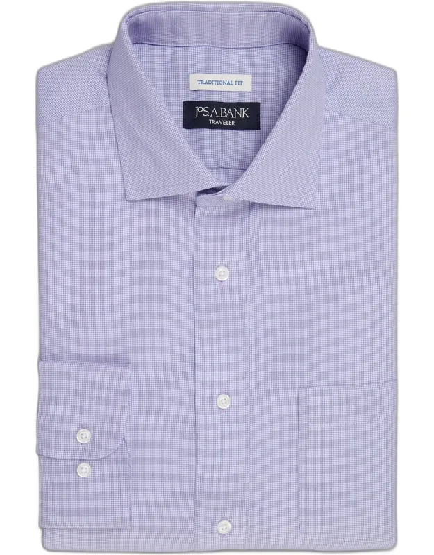 Traveler Collection Traditional Fit Spread Collar Solid Dress Shirt