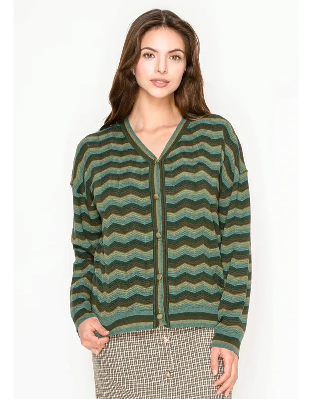 Chevron Button-up Cardigan