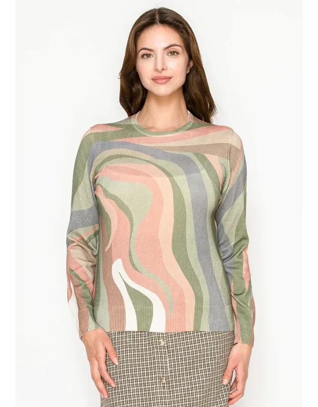 Abstract Wave Print Sweater