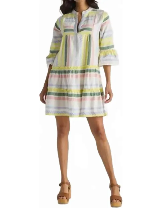 Bell Sleeve Pattern Knit Dress