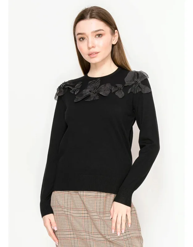 Crewneck Sweater With Petal Detail