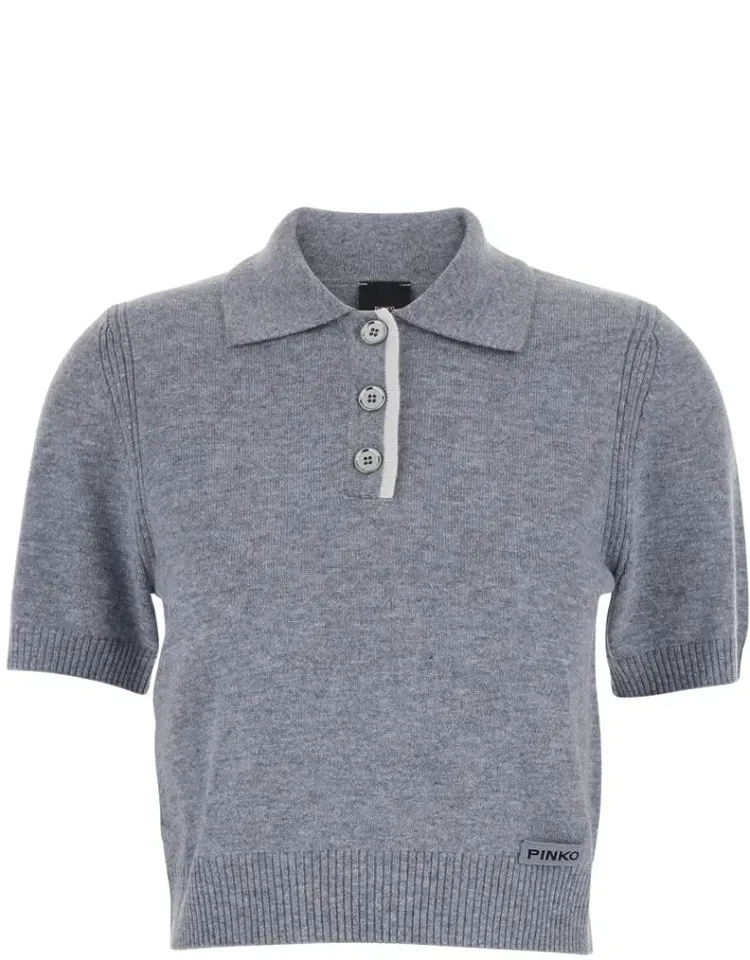 Polo Shirt With Logo Patch And Ribbed Details In Wool