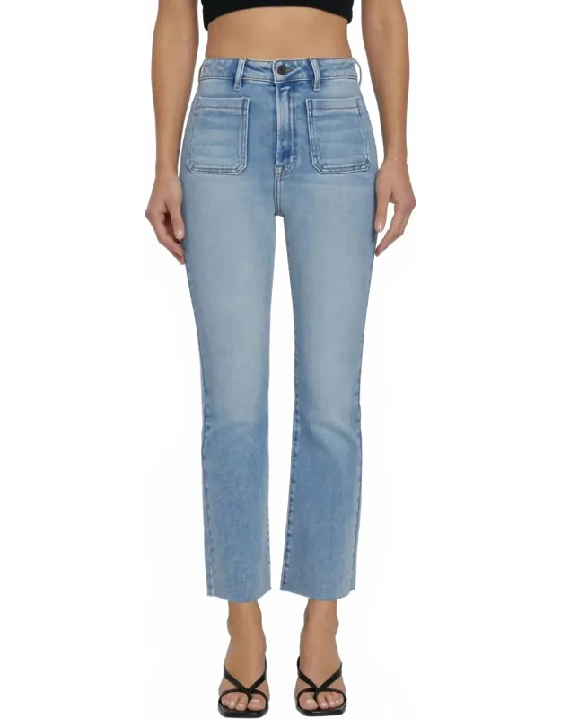 Patch Pocket High Rise Cropped Flare Jeans