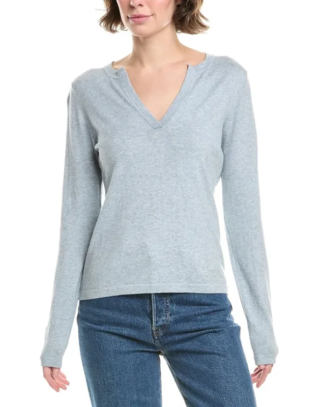Split Neck Cashmere-blend Sweater