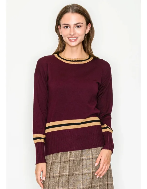 Striped Trim Knit Sweater