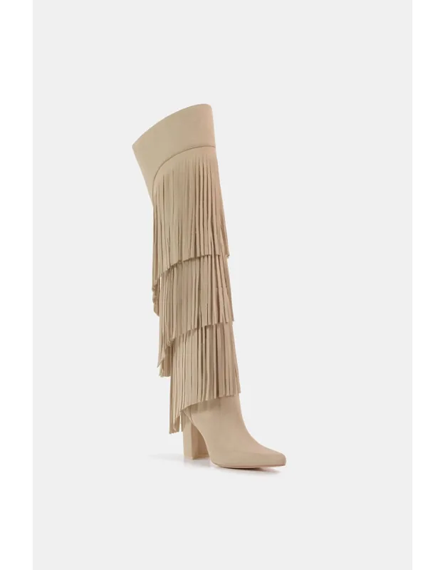 Fringe Leather Tall Vespa Boots