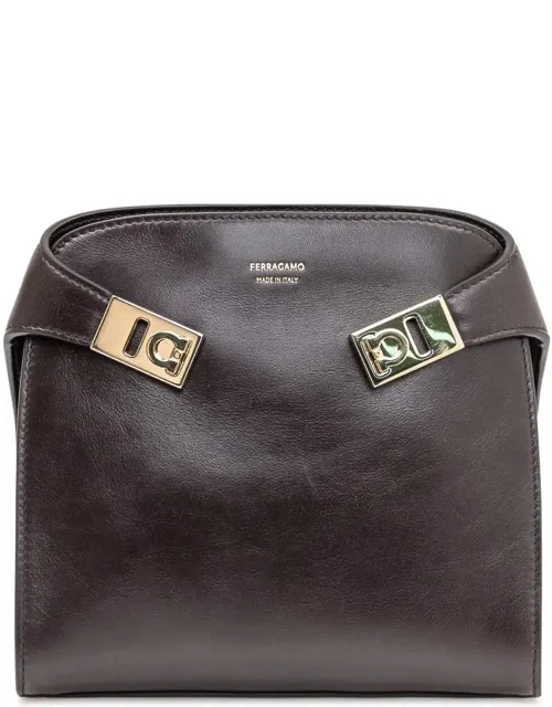 Leather Hand Bag With Gold Buckle