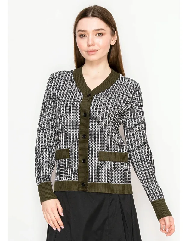 Soft Contrast Button Cardigan