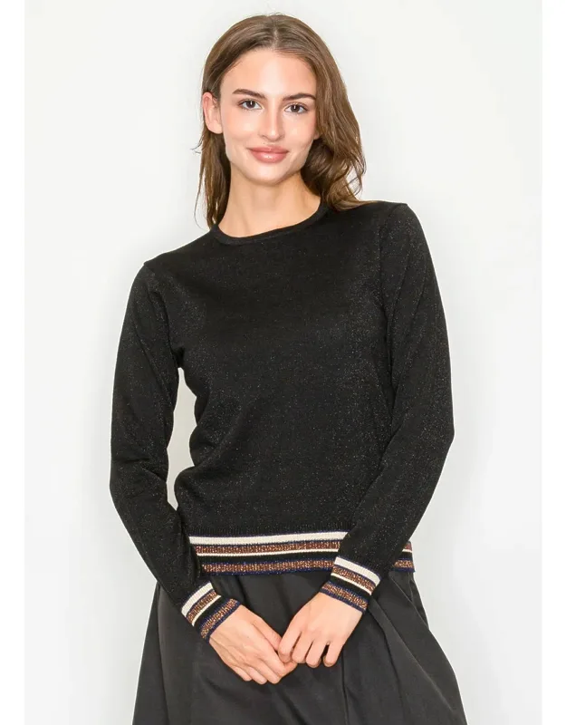 Shimmery Pullover With Sporty Details