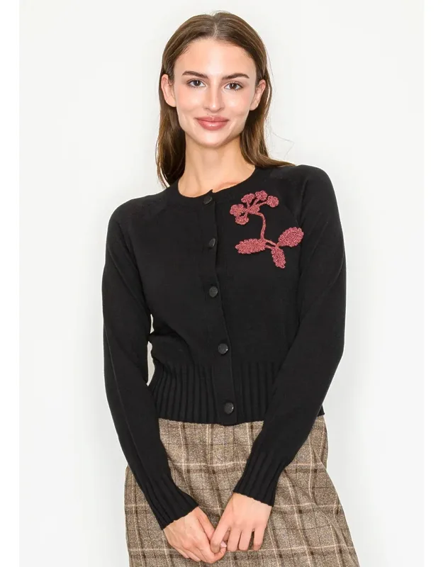 Knit Cardigan With Subtle Embroidery