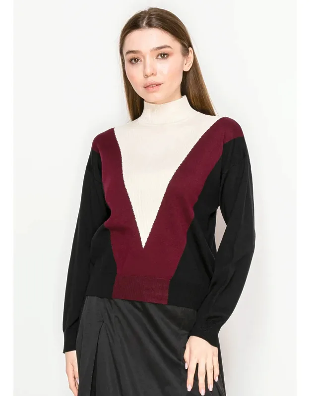 Geometric Mock Neck Sweater