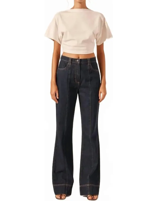 Pintuck Straight Leg Jeans