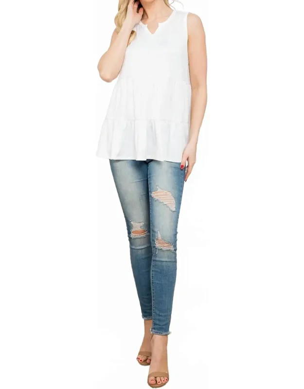 Knotch Neckline Tank Top