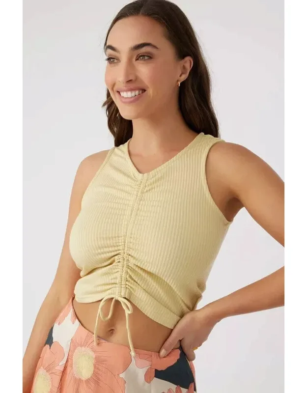 Martina Tank Top Cropped Knit Ruched V-neck