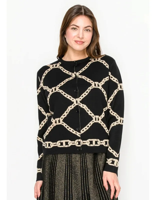 Chain Print Button Cardigan