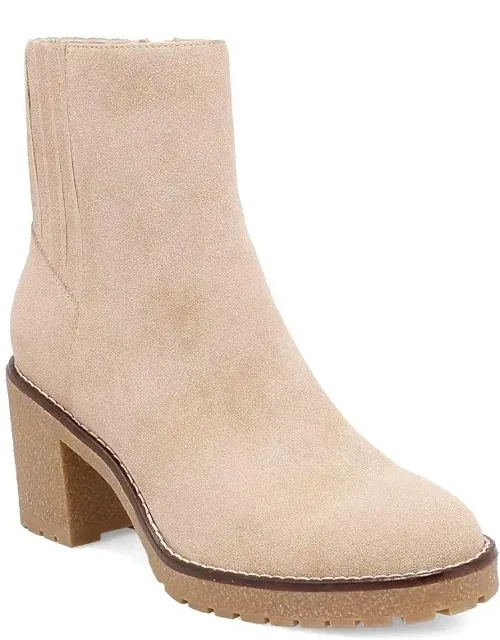 Harlow Boots Faux Suede Block Heel Ankle Booties