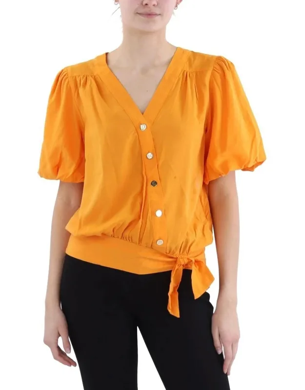 Crossover Puff Sleeve Blouse