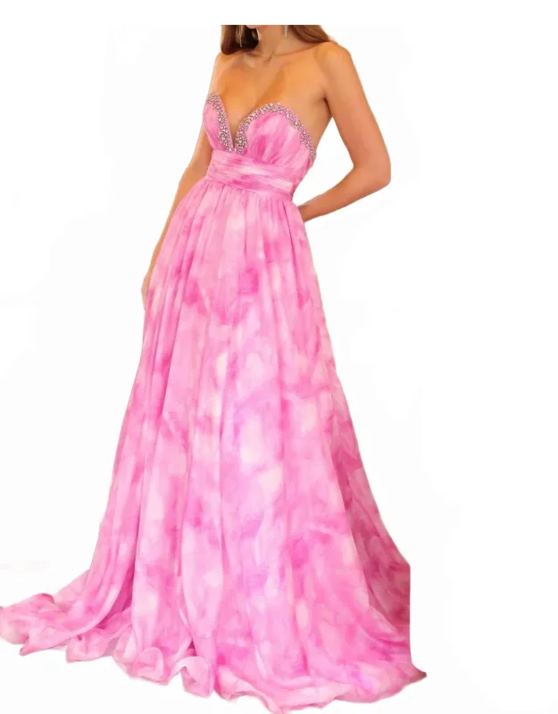 Strapless Chiffon A-line Prom Dress