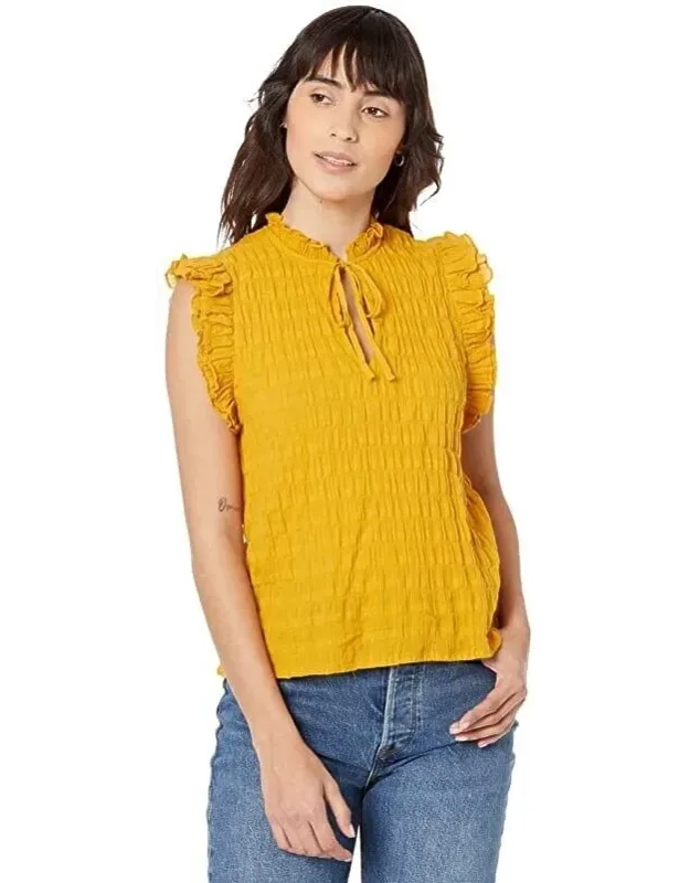 Shirred Flutter Sleeve Top
