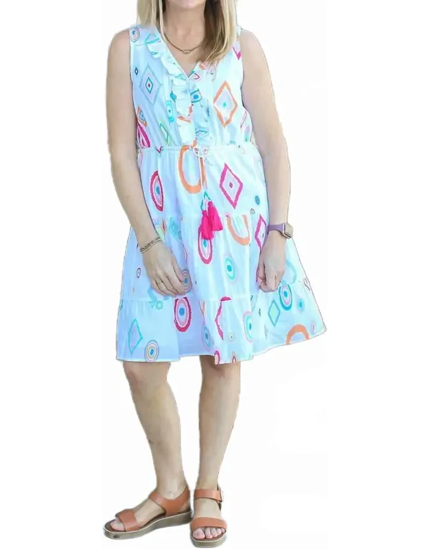 Printed Sleeveless Ruffled Dress