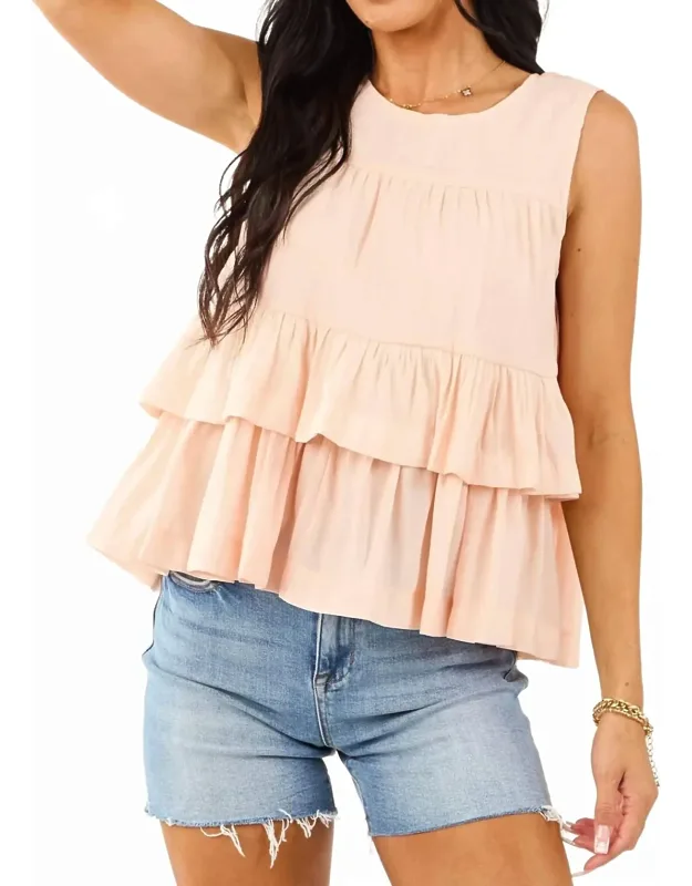 Round Neck Tiered Ruffle Tank Top