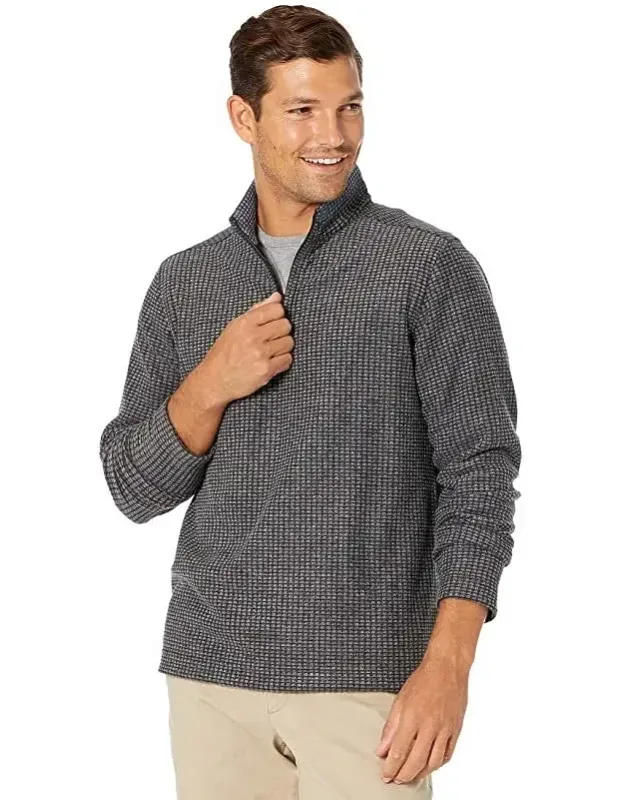 Waffle Knit Zip Pullover Sweater
